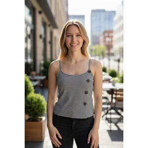 Caution To The Wind Women's Black & White Tank Top